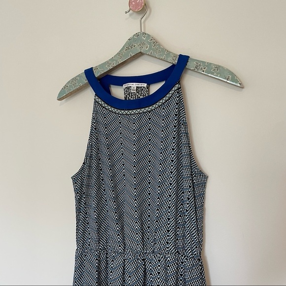 Collective Concepts Blue Geometric Print High Neck Maxi Dress - Picture 2 of 7